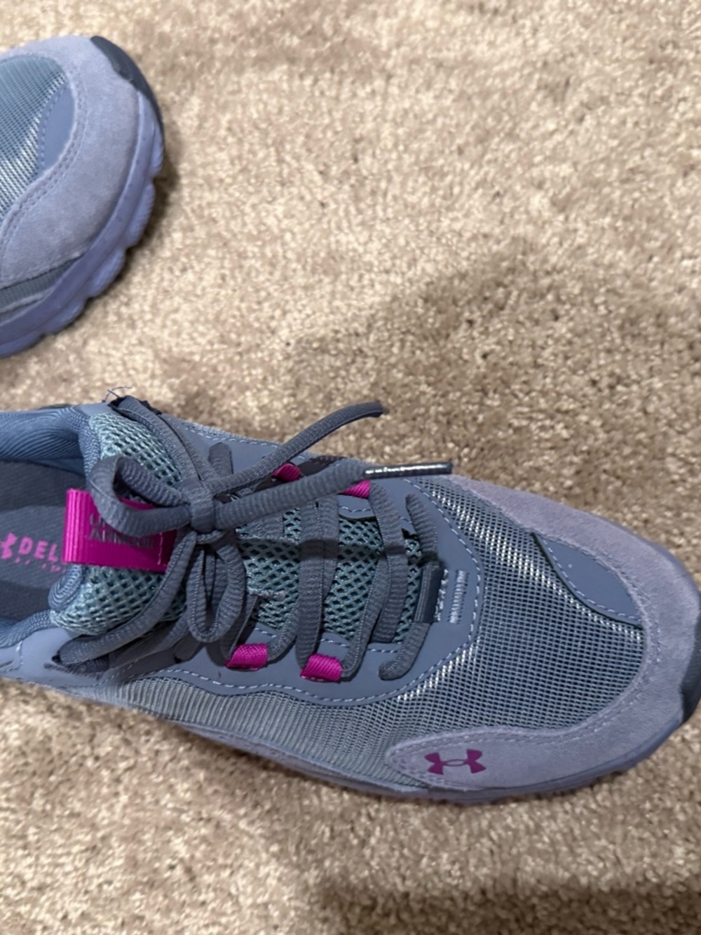 Under Armour Kids Gray and Pink Lace-Up Sneakers